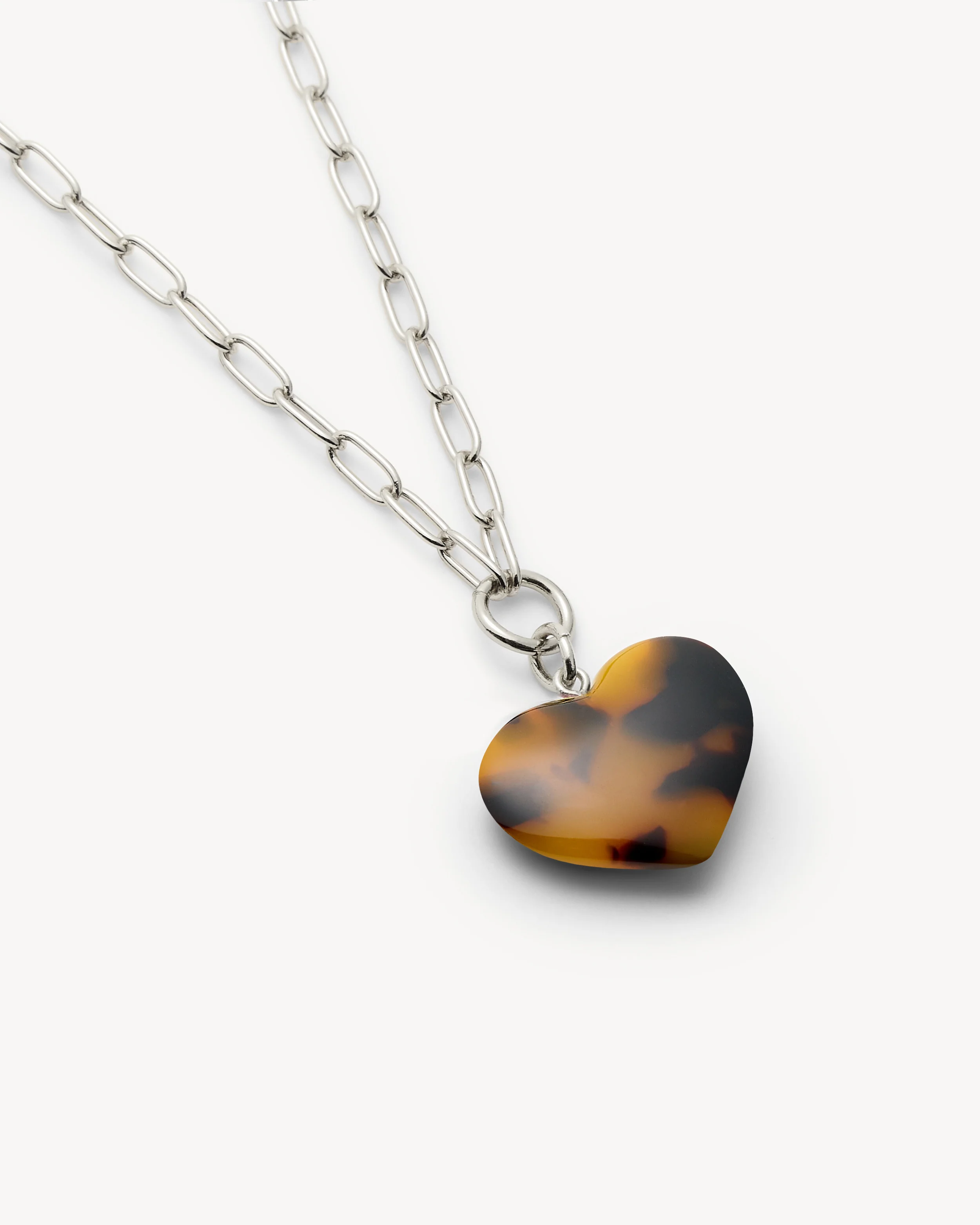 Mini Heart Pendant Necklace in Classic Tortoise - Image 4