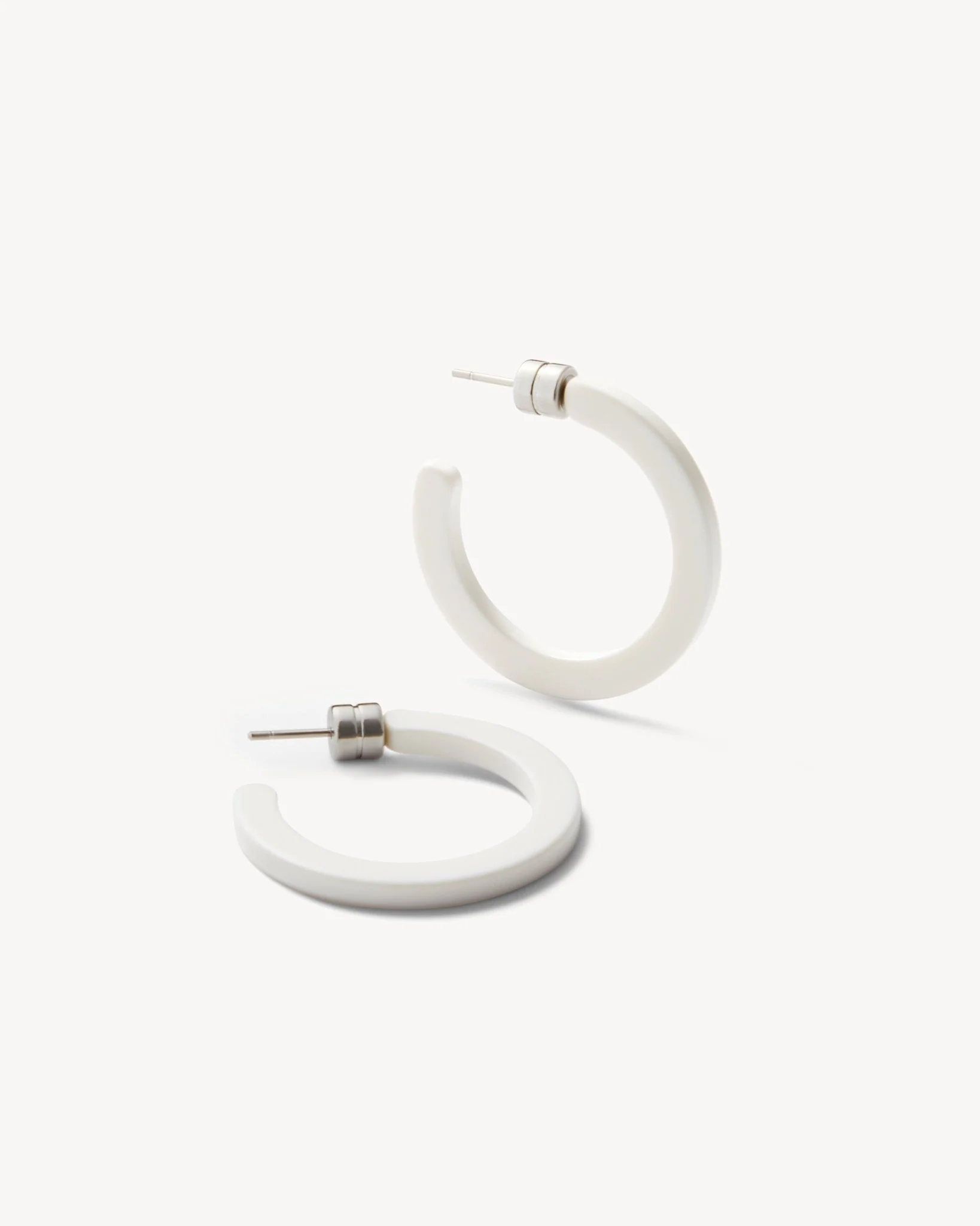 Mini Hoops in White Matte - Image 3
