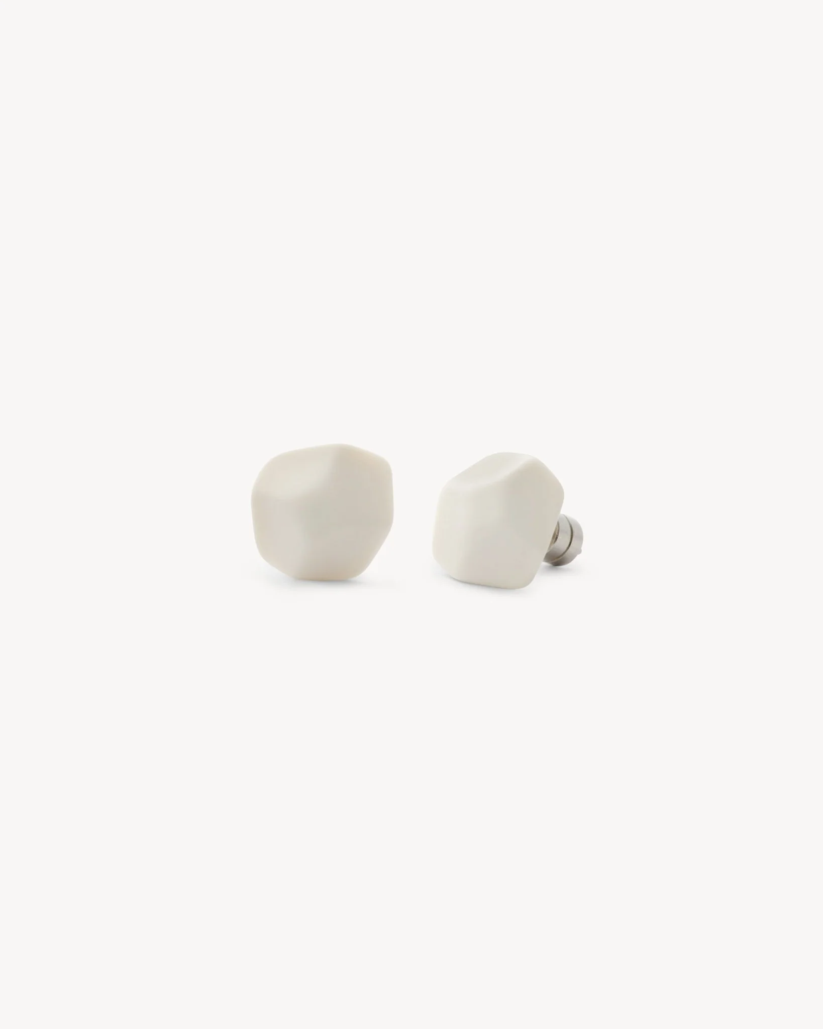 Mini Sculpture Studs in White Matte - Image 2