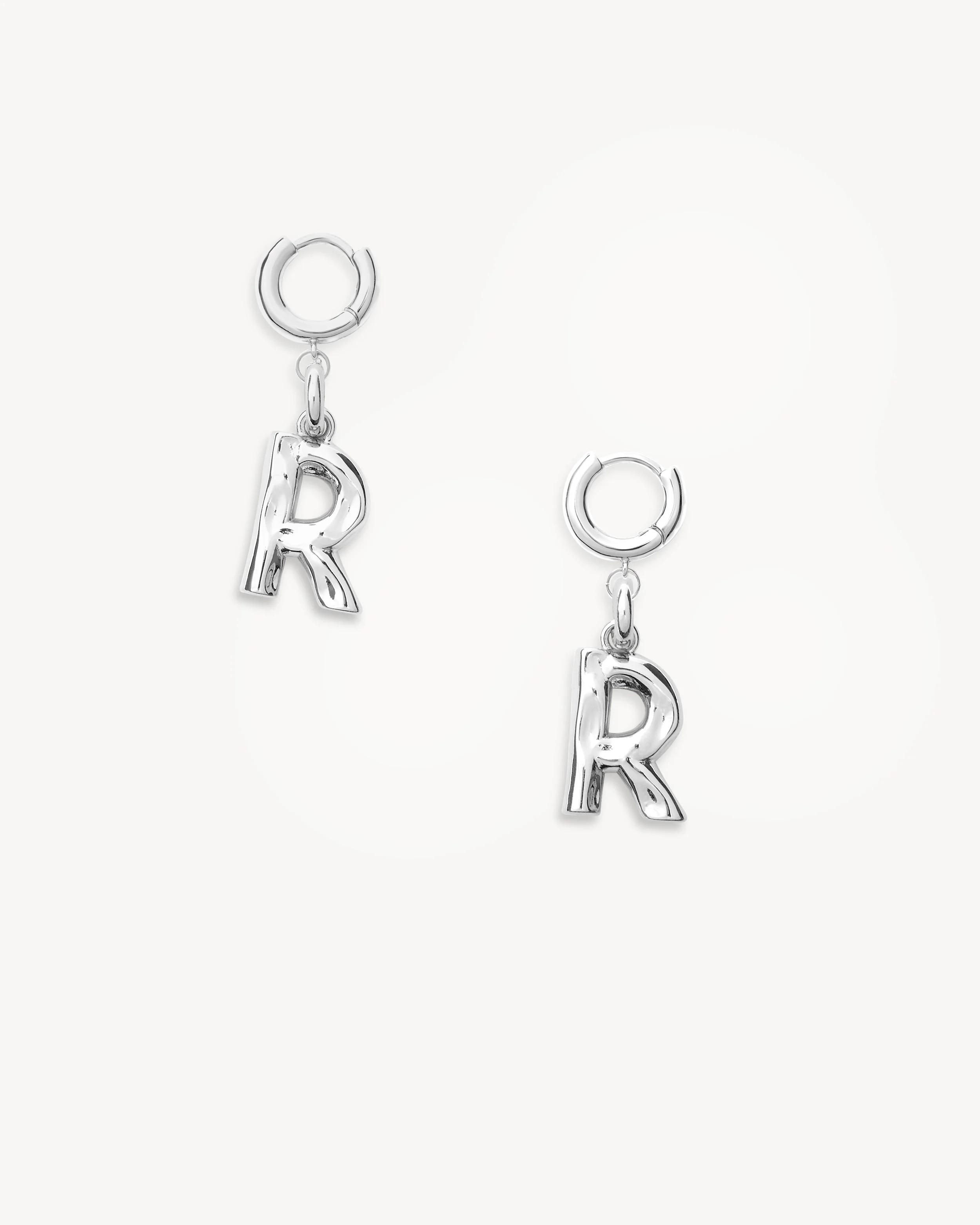 Monogram Huggie in Silver - Image 14