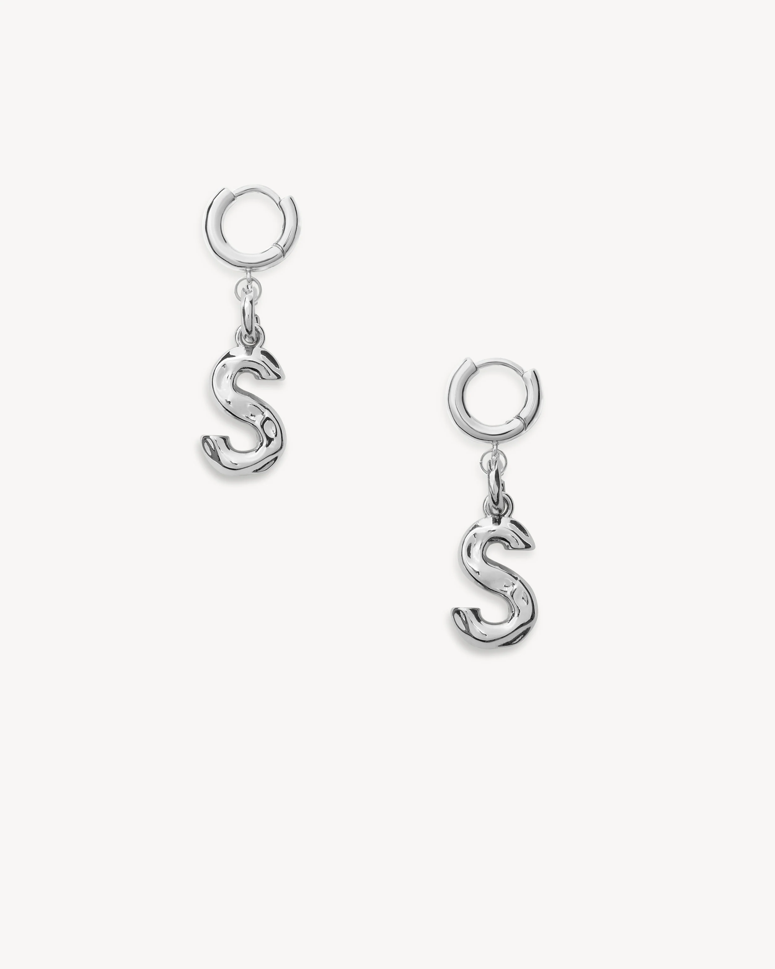 Monogram Huggie in Silver - Image 15