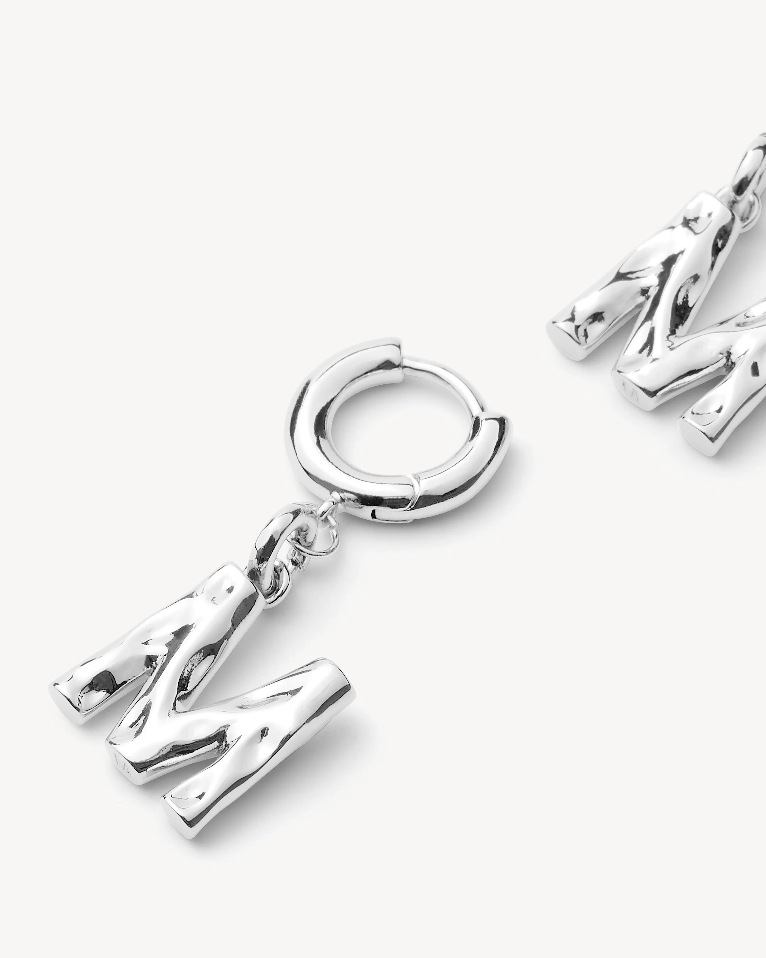 Monogram Huggie in Silver - Image 3