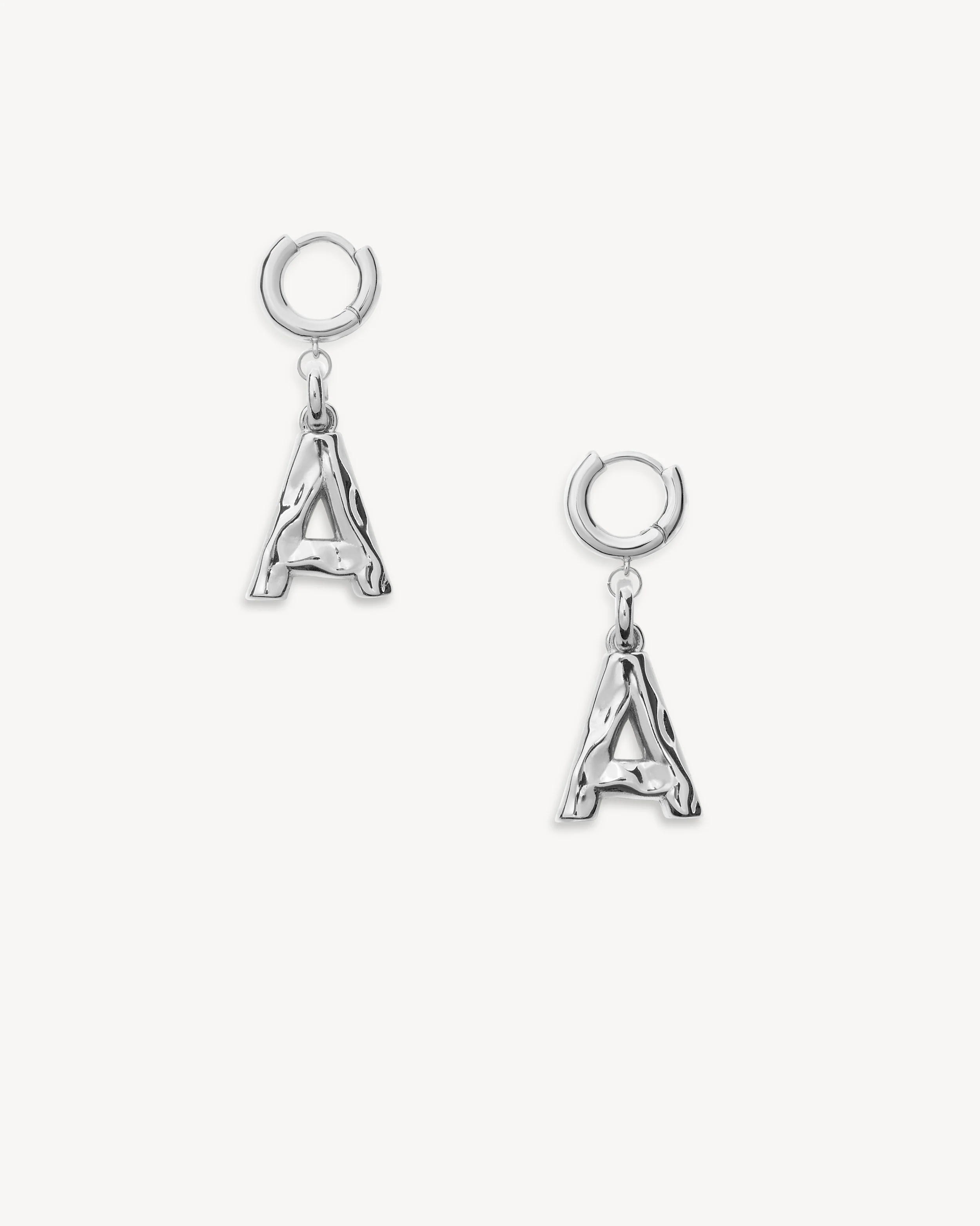 Monogram Huggie in Silver - Image 4