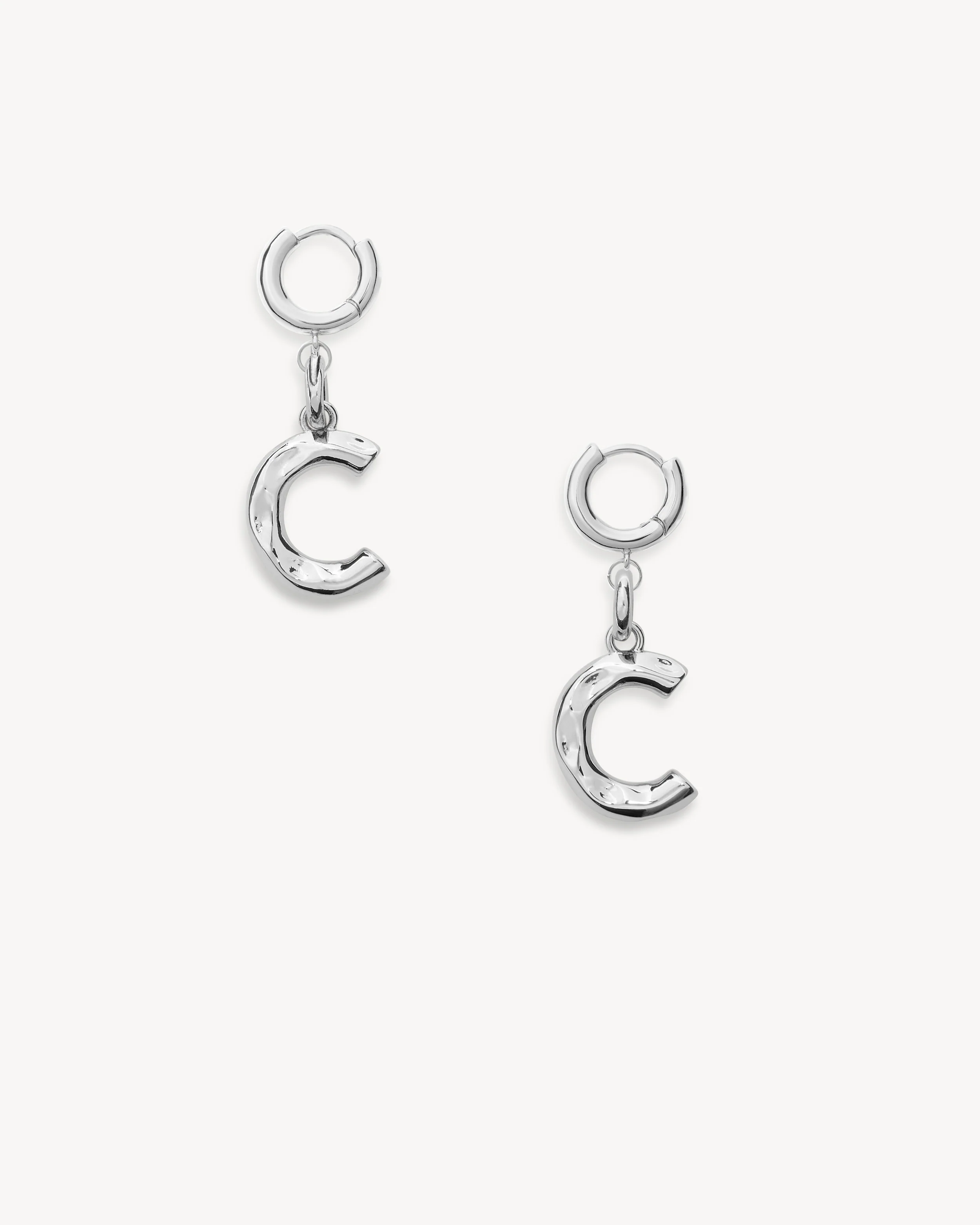Monogram Huggie in Silver - Image 6