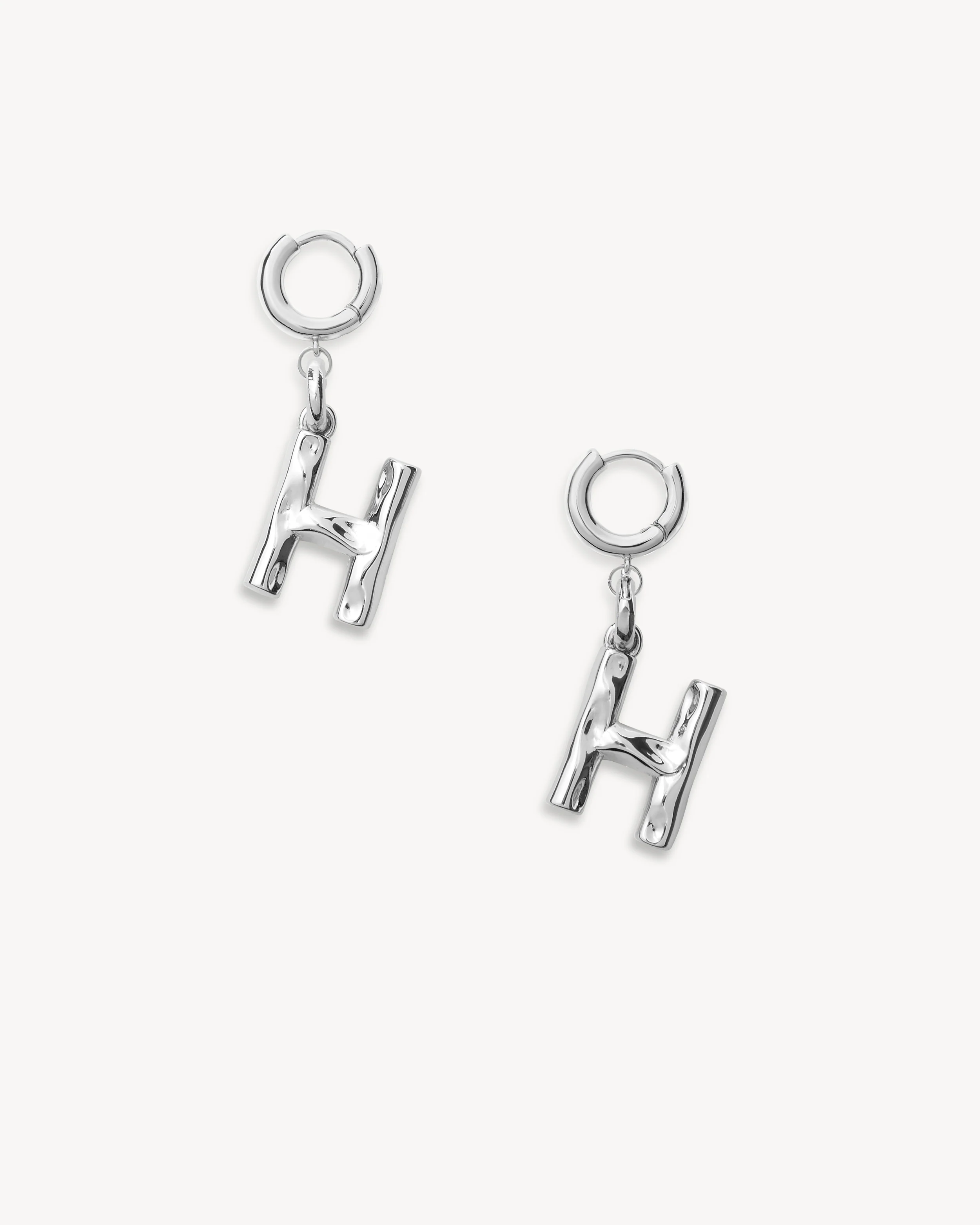 Monogram Huggie in Silver - Image 9