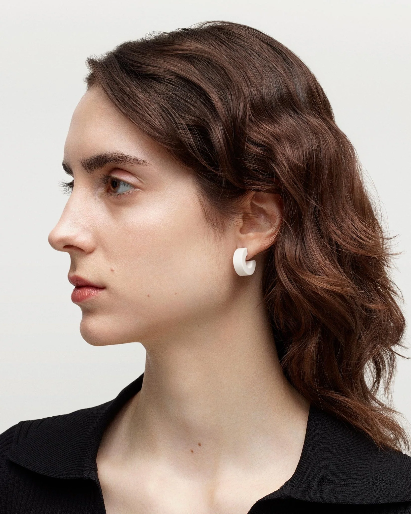 Muse Hoops in White Matte - Image 2