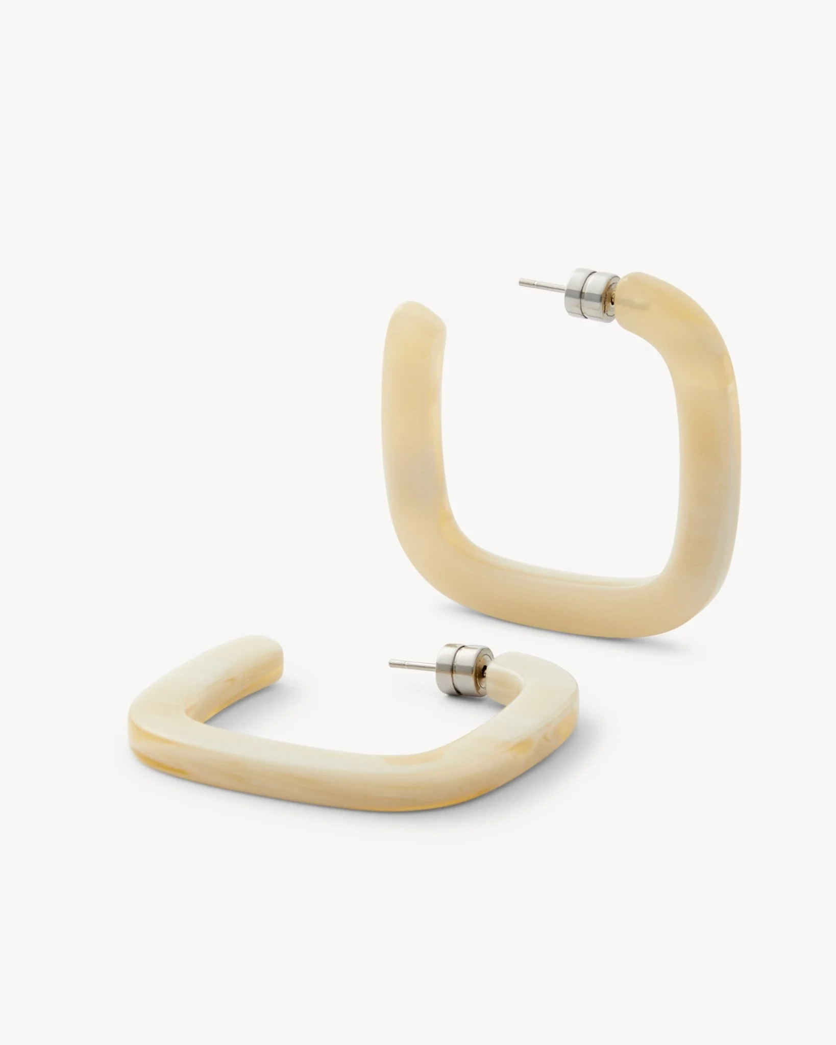 Midi Square Hoops in Alabaster - Image 3