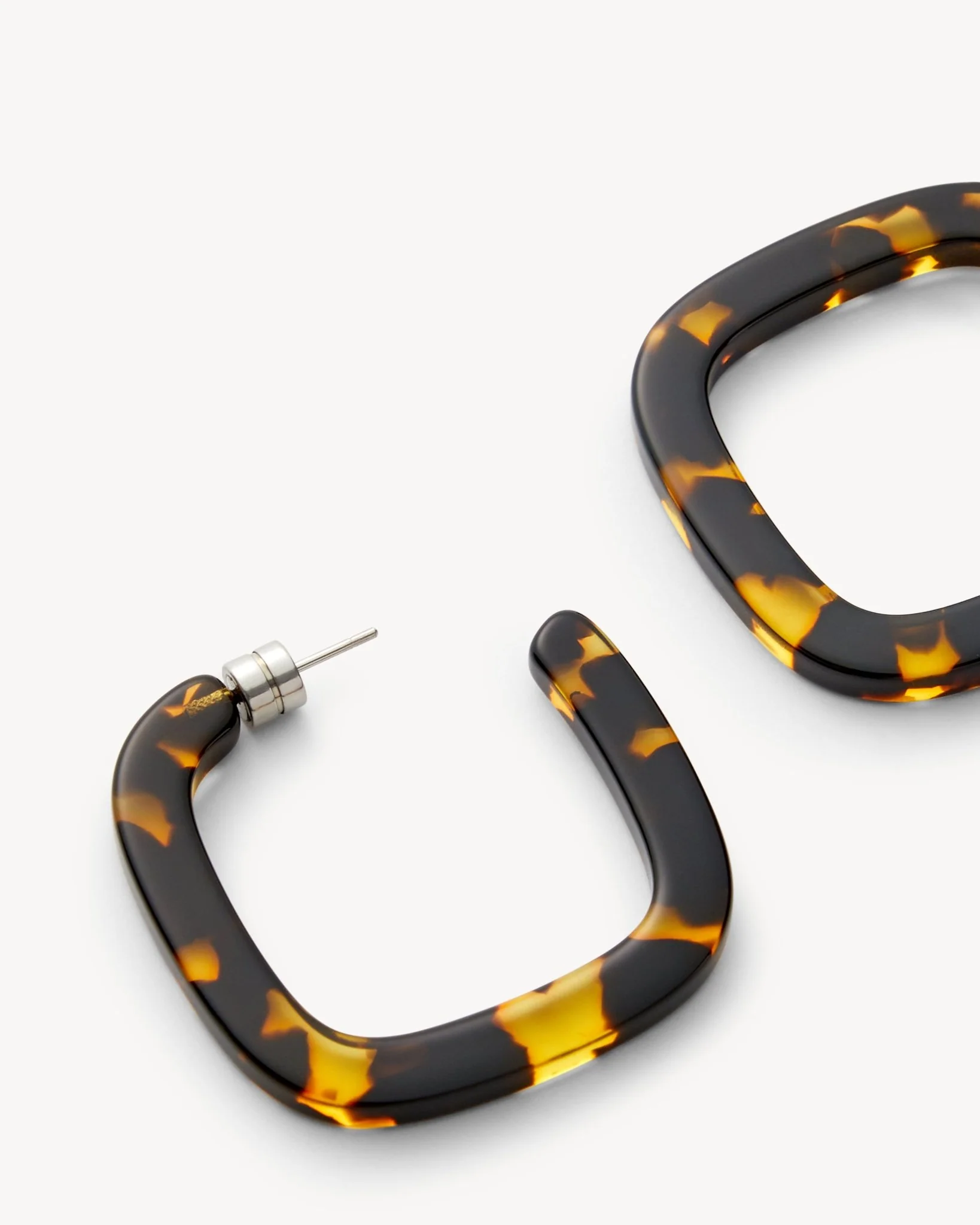 Midi Square Hoops in Dark Tortoise - Image 2