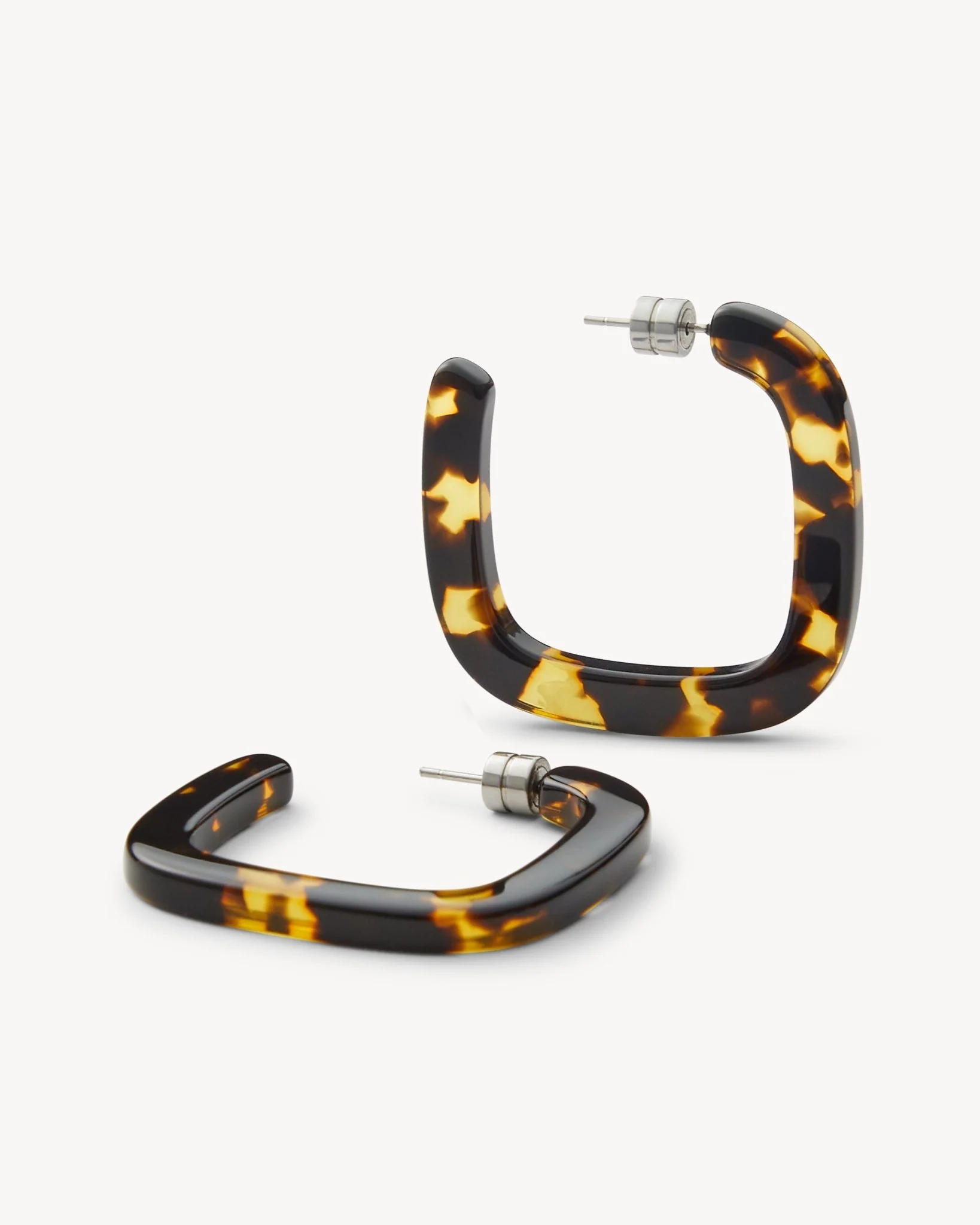 Midi Square Hoops in Dark Tortoise - Image 3