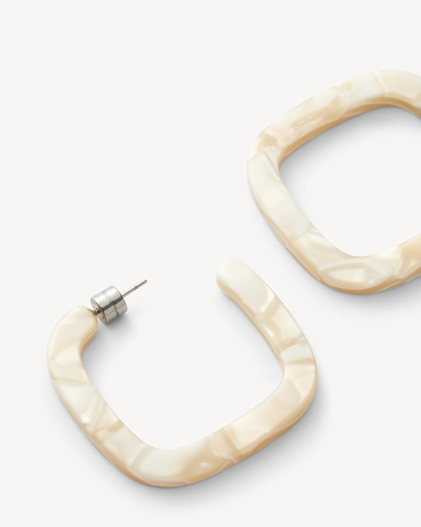 Midi Square Hoops in Ivory - Image 2