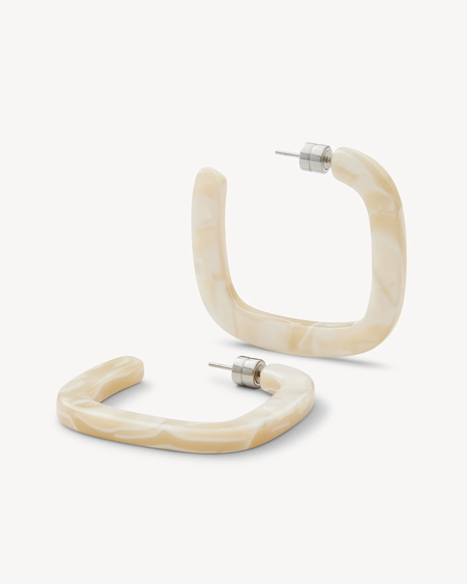 Midi Square Hoops in Ivory - Image 3