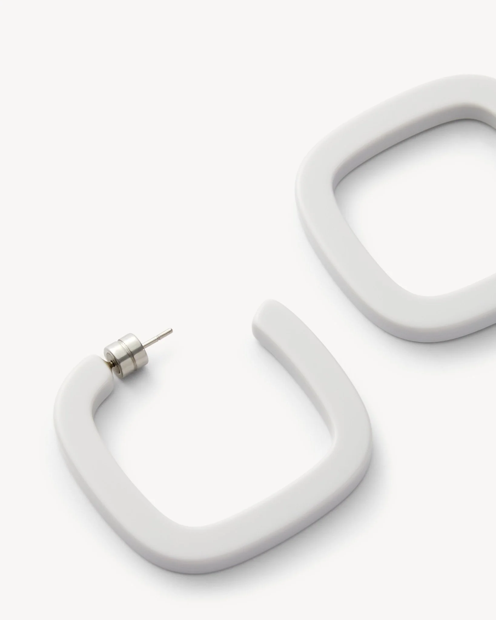 Midi Square Hoops in Light Grey - Image 2