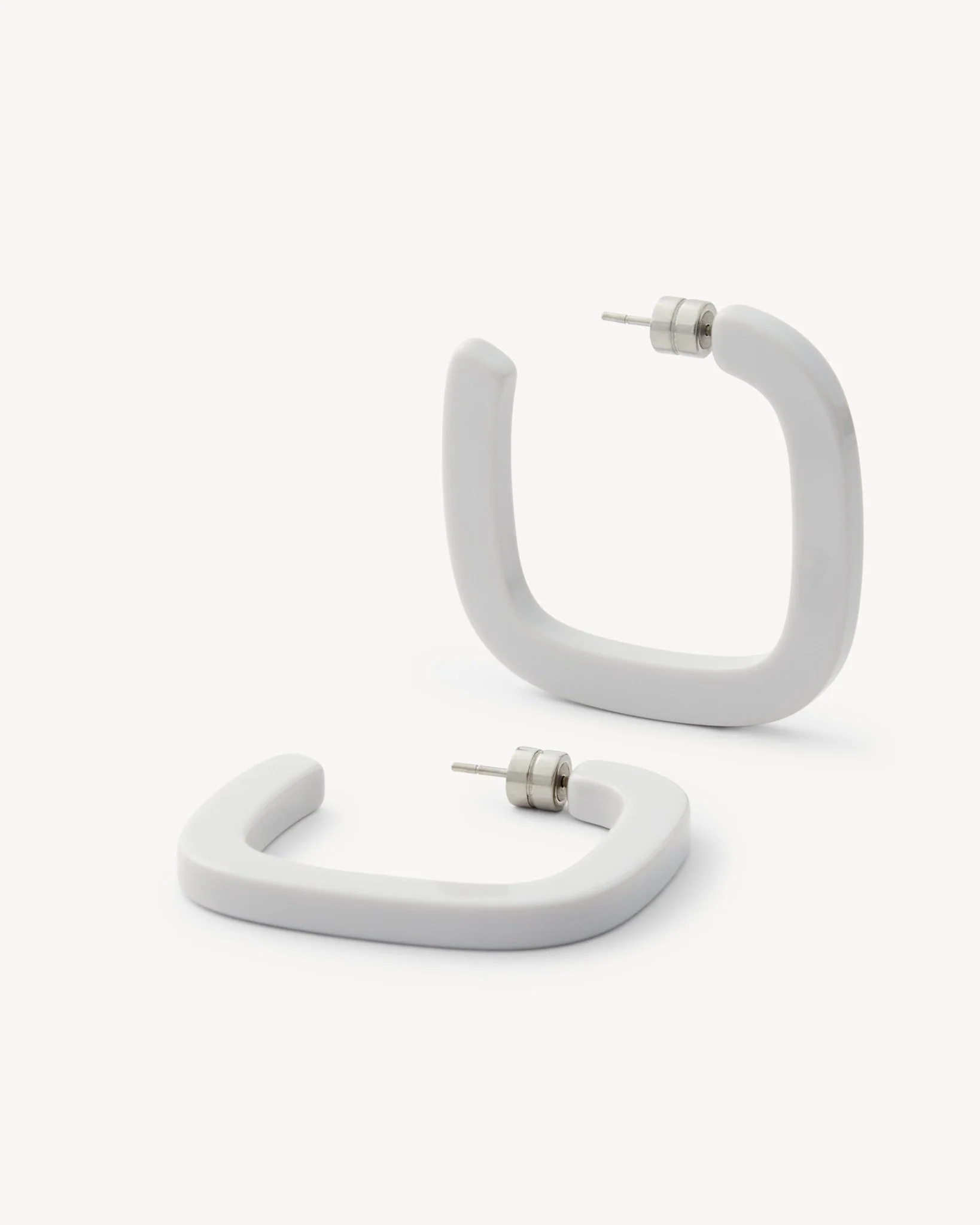 Midi Square Hoops in Light Grey - Image 3