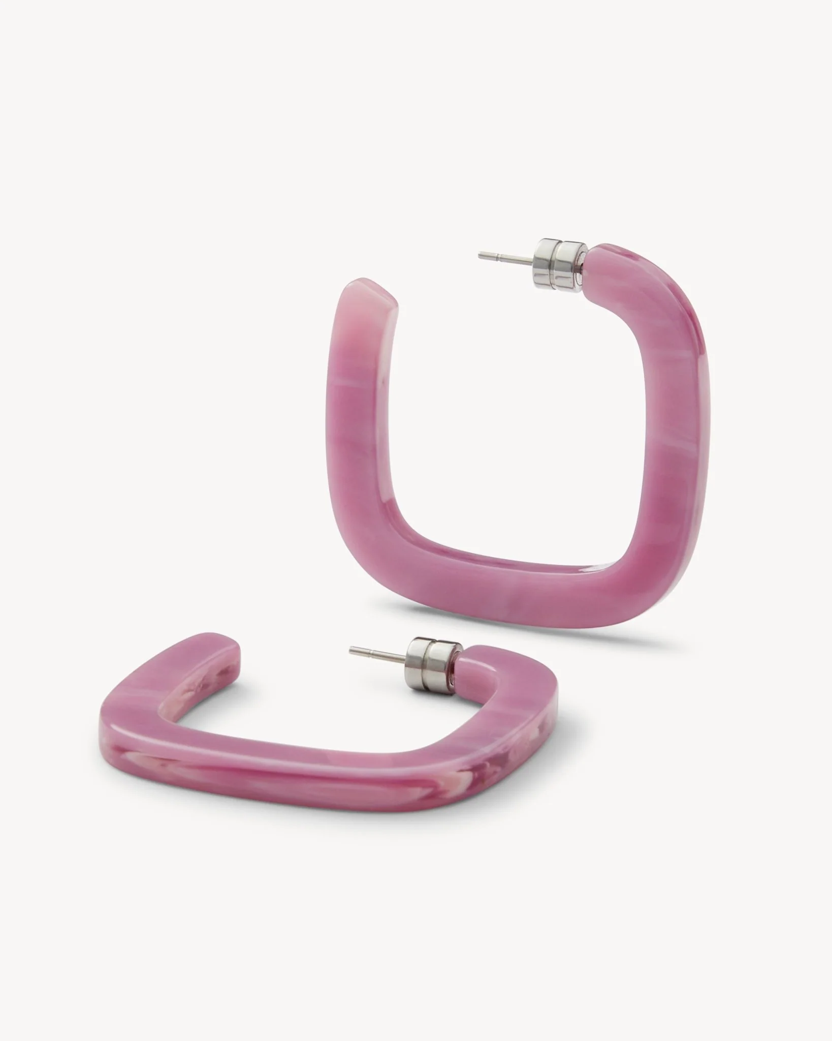 Midi Square Hoops in Orchid - Image 3