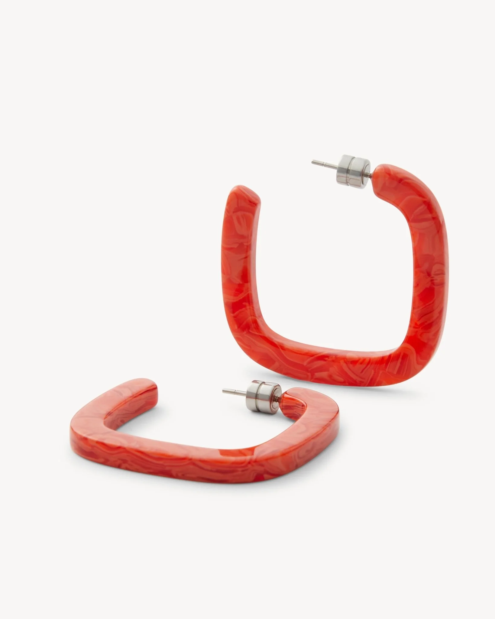 Midi Square Hoops in Poppy - Image 3