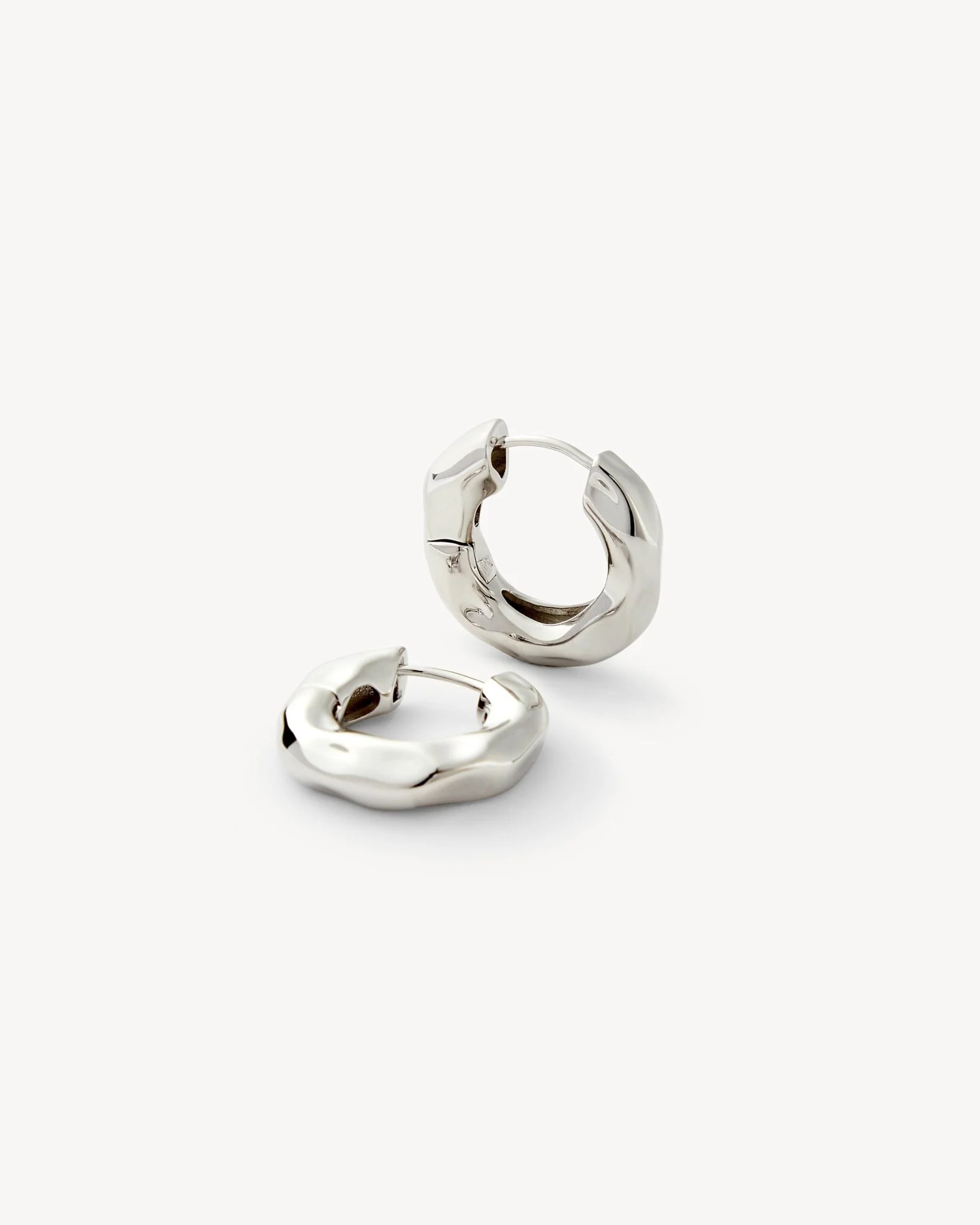 Wavy Chunky Hoops in Silver - Image 3